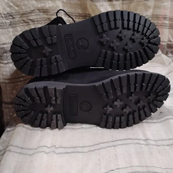 Women's Timberland Black Nubuck Fleece Fold Down Work Boot - Picture 7 of 10